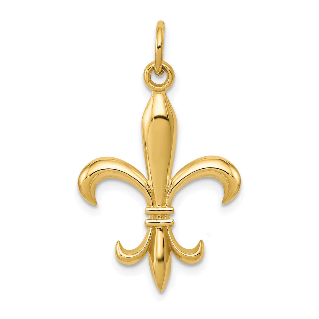 10K Yellow Gold Hollow Fleur De Lis Charm