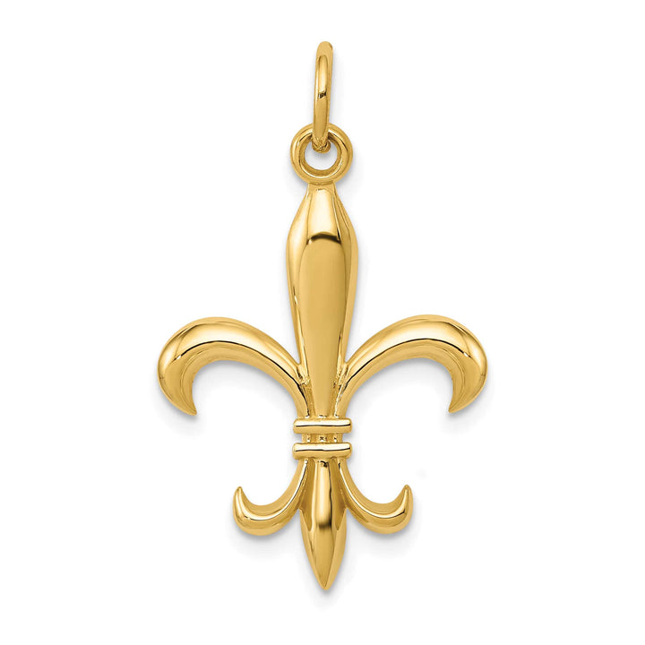 10K Yellow Gold Hollow Fleur De Lis Charm
