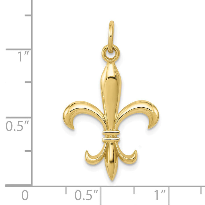 10K Yellow Gold Hollow Fleur De Lis Charm