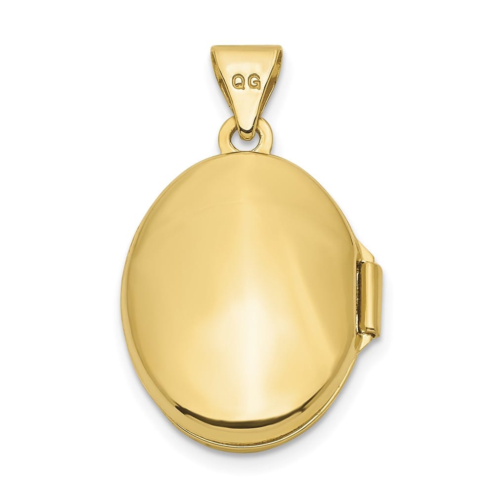 10K Yellow Gold Hollow Medium Oval Leaf Floral Hand Engraved Locket