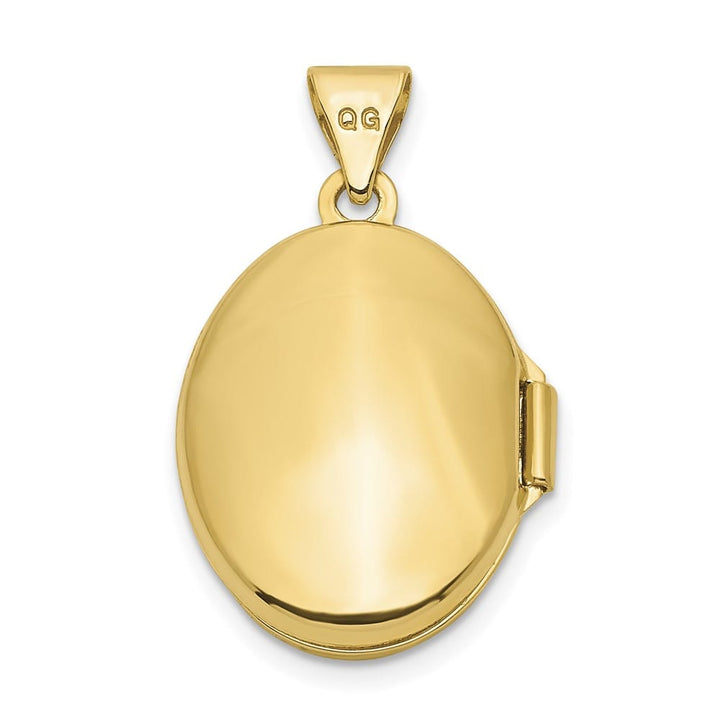 10K Yellow Gold Hollow Medium Oval Leaf Floral Hand Engraved Locket