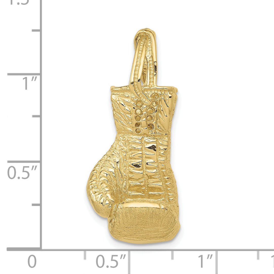 10K Yellow Gold Hollow Polished 3-D Boxing Glove Pendant