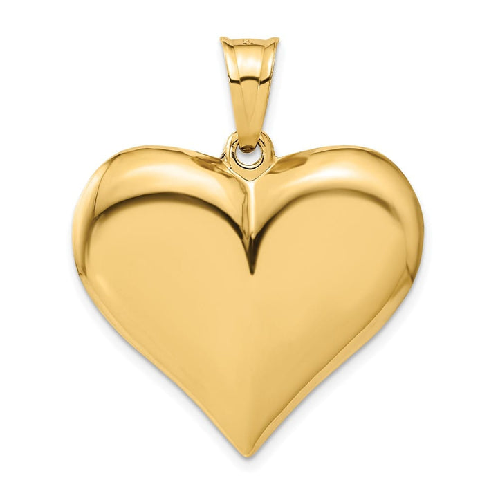 10K Yellow Gold Hollow Polished 3-D Large Puffed Heart Pendant