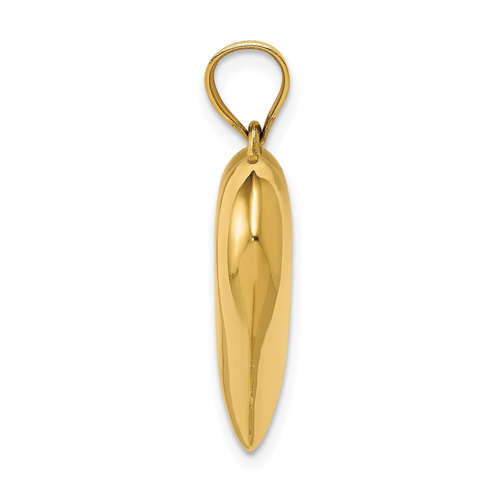 10K Yellow Gold Hollow Polished 3-D Medium Puffed Heart Pendant