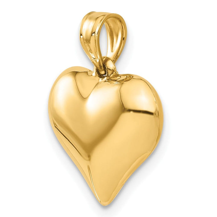 10K Yellow Gold Hollow Polished 3-D Medium Puffed Heart Pendant