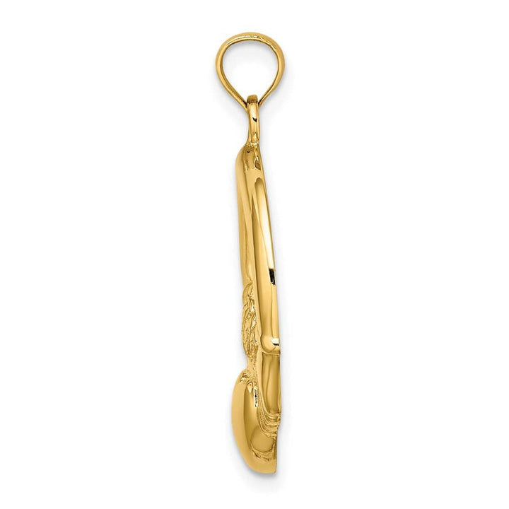10K Yellow Gold Hollow Polished Large Claddagh Heart Charm
