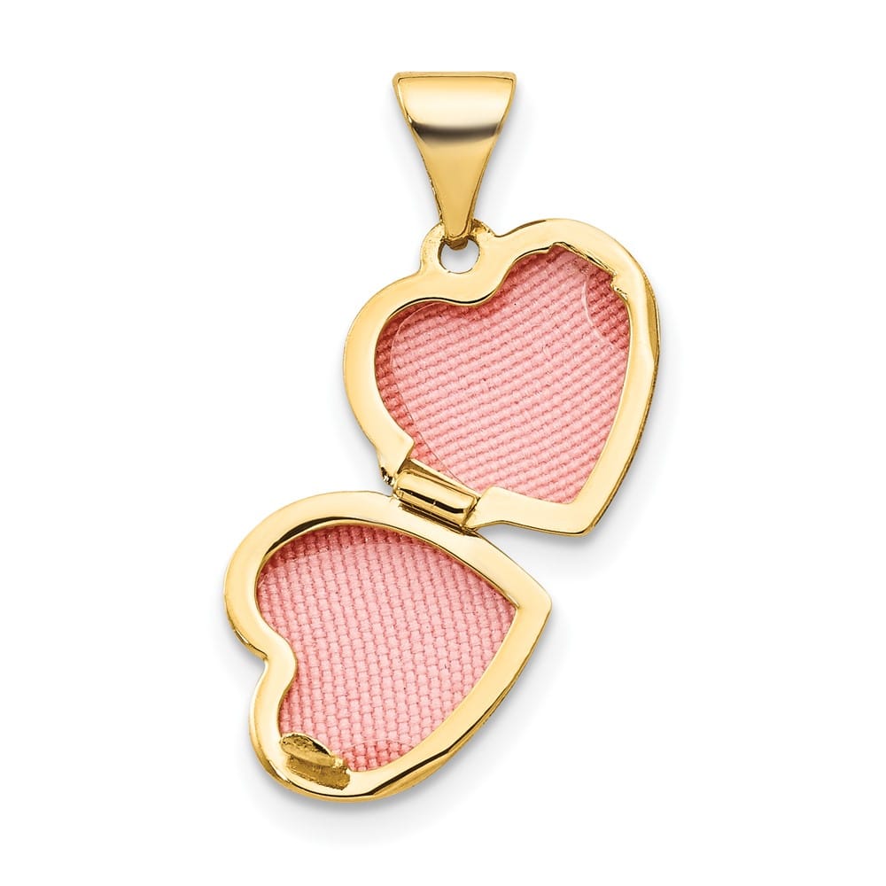 10K Yellow Gold Hollow Polished Small Plain Heart Locket