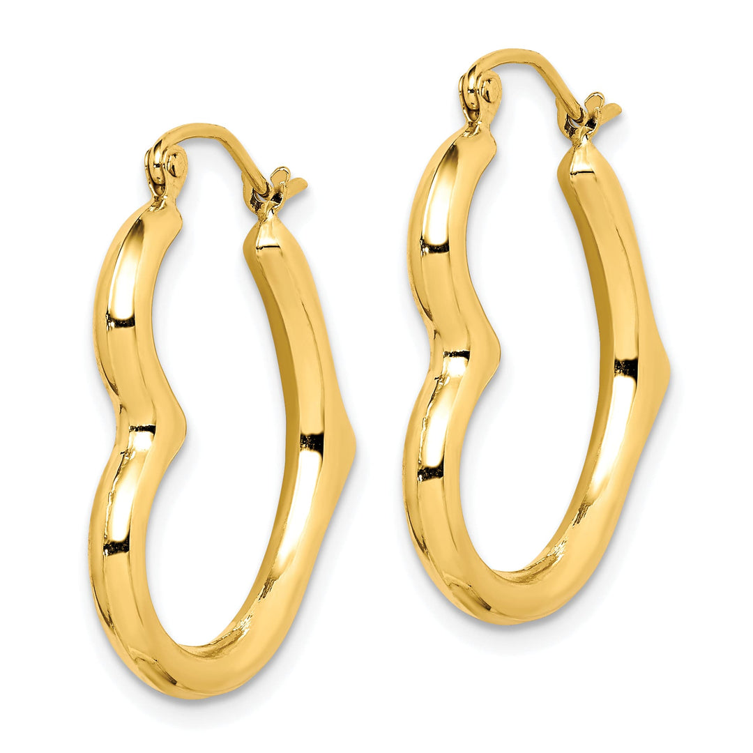 10k Yellow Gold Hollow Side Heart Shape Hoop Earrings