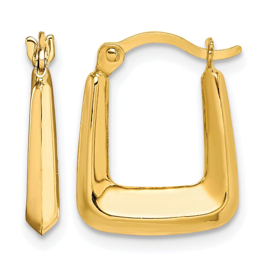 10k Yellow Gold Hollow Squared Hollow Hoop Earrings