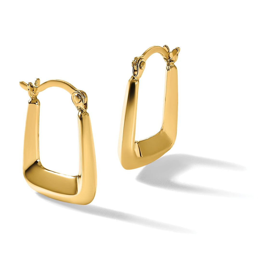 10k Yellow Gold Hollow Squared Hollow Hoop Earrings