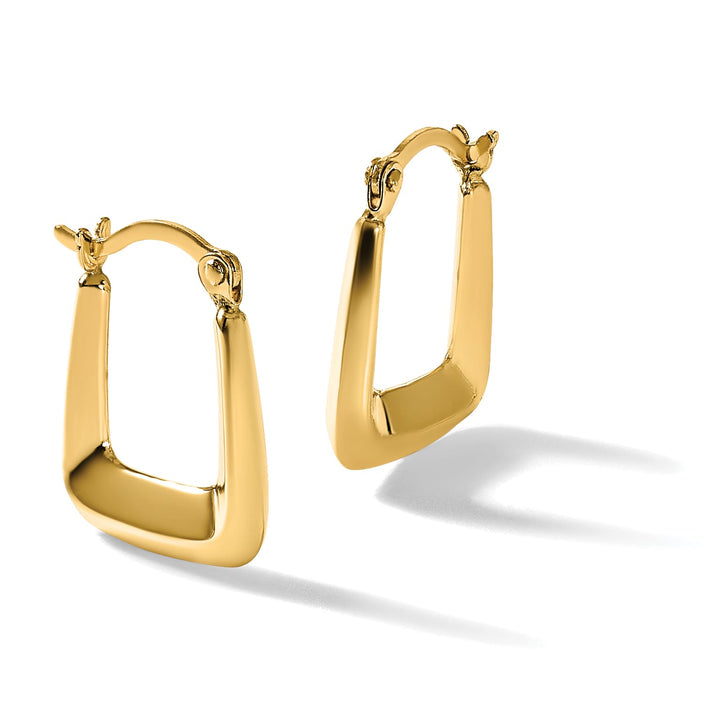 10k Yellow Gold Hollow Squared Hollow Hoop Earrings