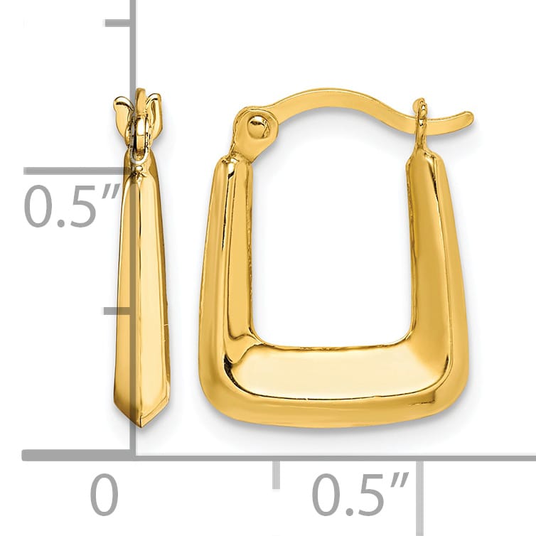 10k Yellow Gold Hollow Squared Hollow Hoop Earrings