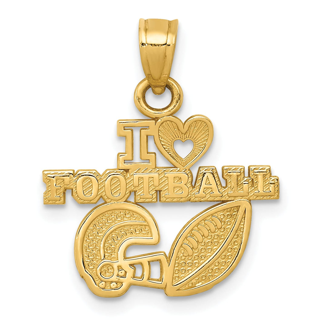 10K Yellow Gold I Heart Football Charm