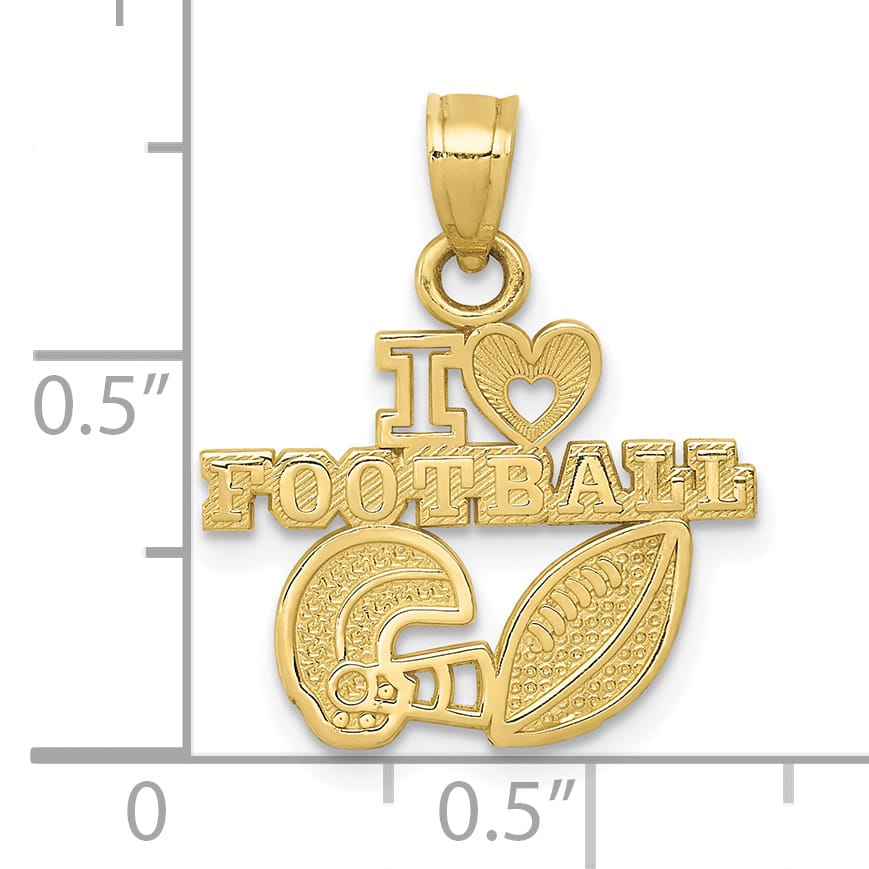 10K Yellow Gold I Heart Football Charm