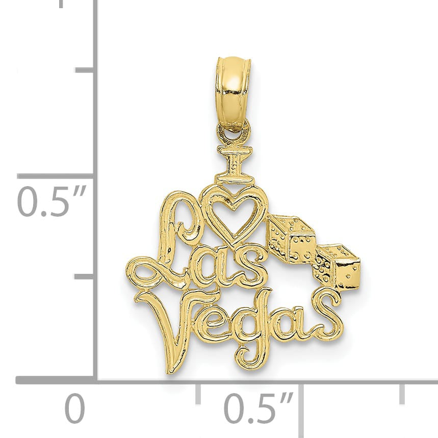 10K Yellow Gold I Heart Las Vegas with Dice Cut-out Charm
