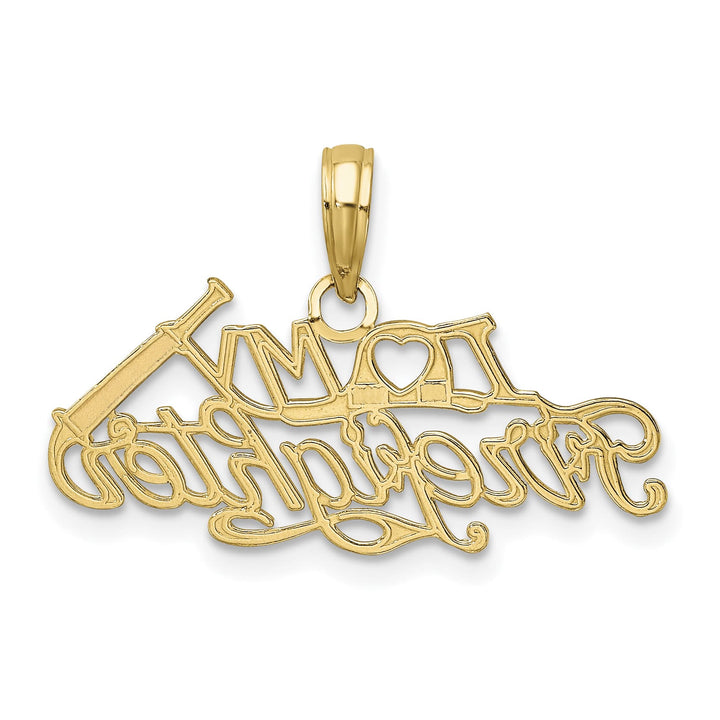 10K Yellow Gold I Heart My Firefighter Charm, Large