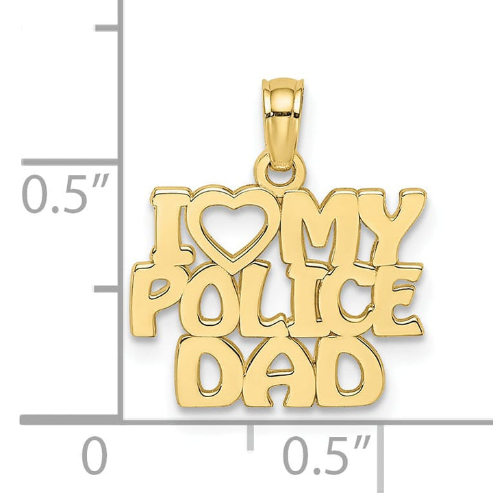 10K Yellow Gold I Heart My Police DAD Charm