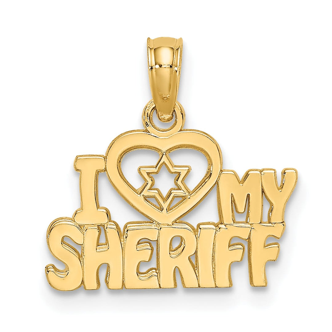 10K Yellow Gold I Heart My Sheriff Charm