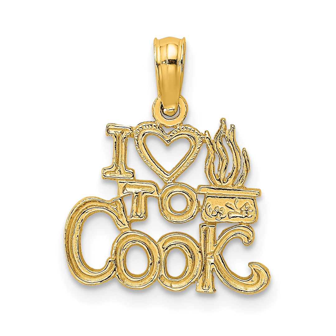 10K Yellow Gold I Heart To Cook Charm