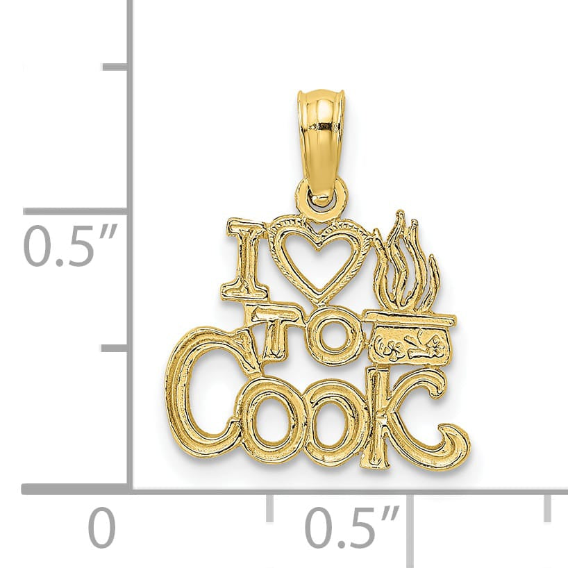 10K Yellow Gold I Heart To Cook Charm
