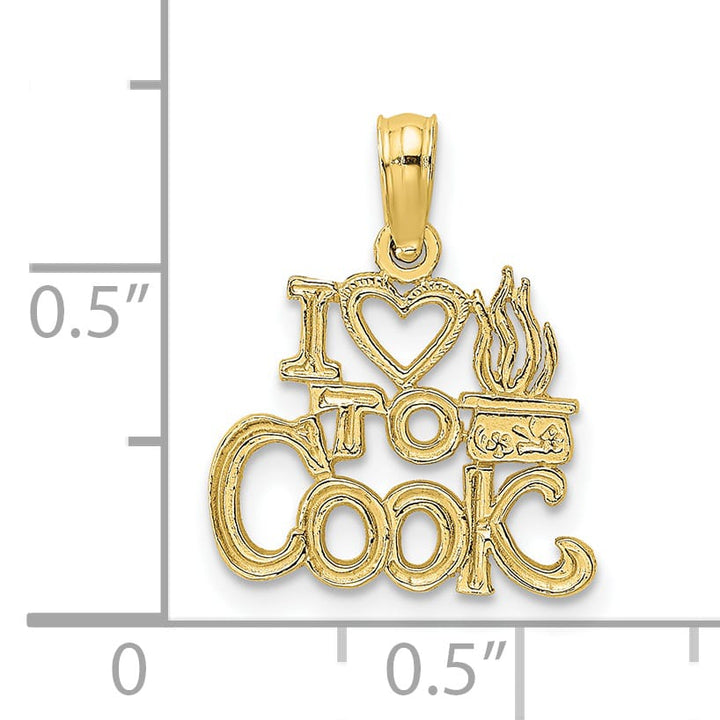 10K Yellow Gold I Heart To Cook Charm
