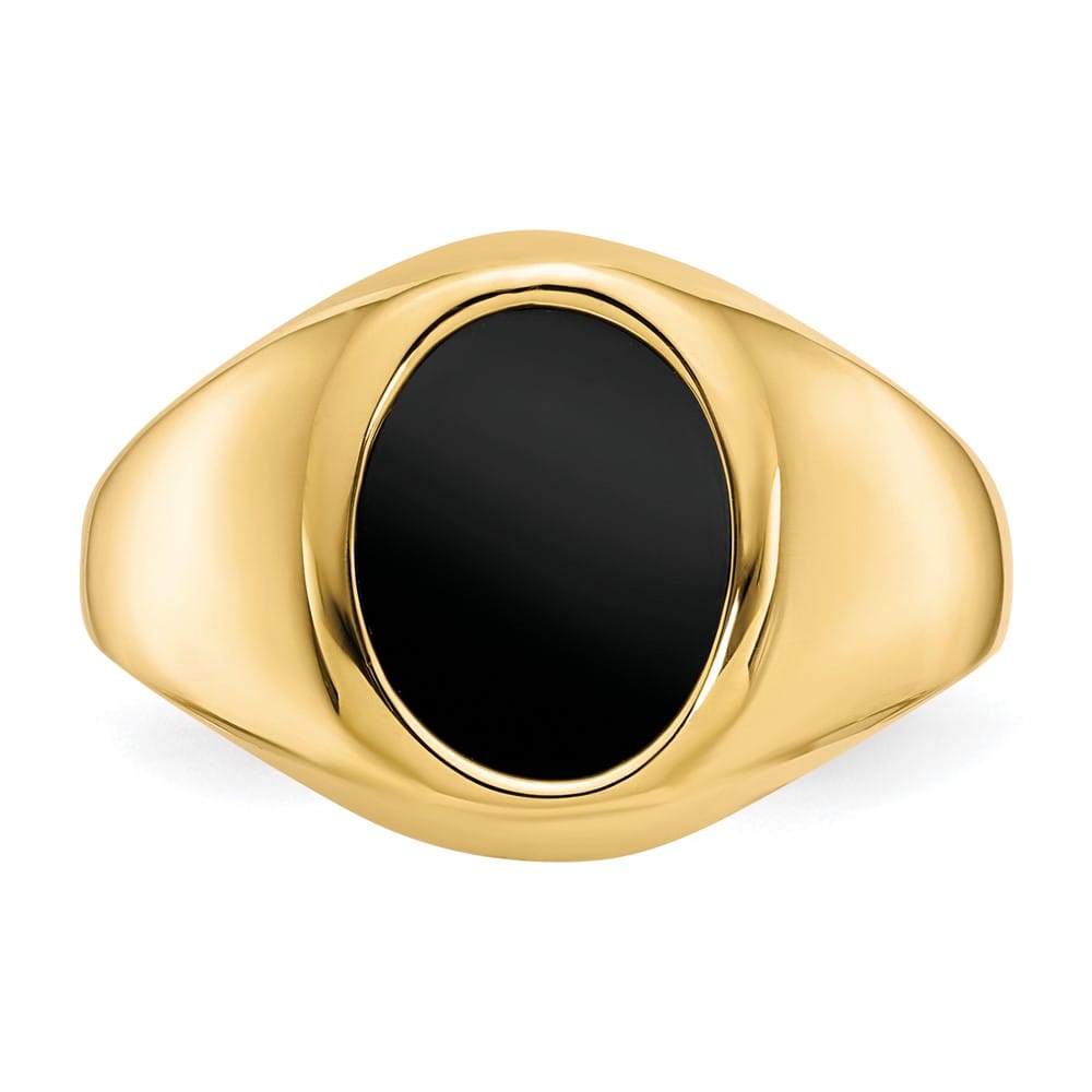 10k Yellow Gold IB Goodman 12x10 mm Oval Onyx Men's Ring