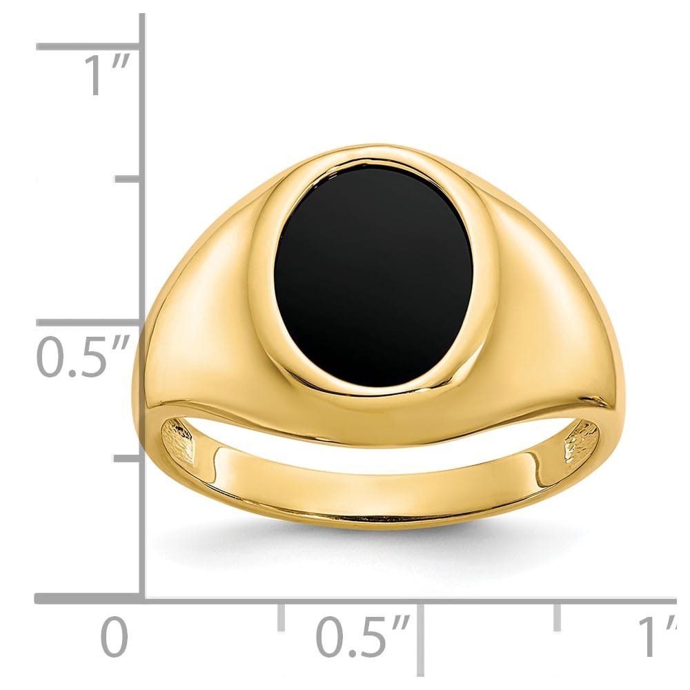 10k Yellow Gold IB Goodman 12x10 mm Oval Onyx Men's Ring