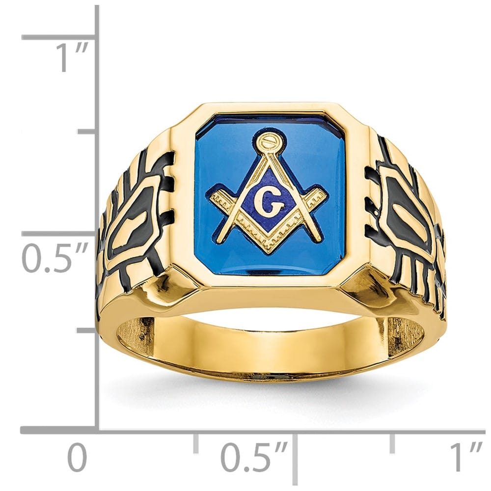 10k Yellow Gold IB Goodman and Grooved Men's Masonic Ring