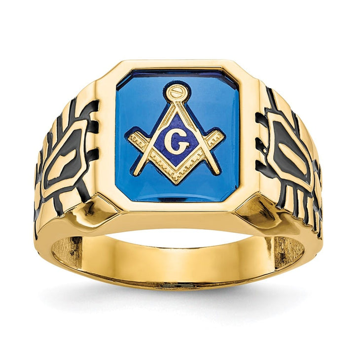 10k Yellow Gold IB Goodman and Grooved Men's Masonic Ring