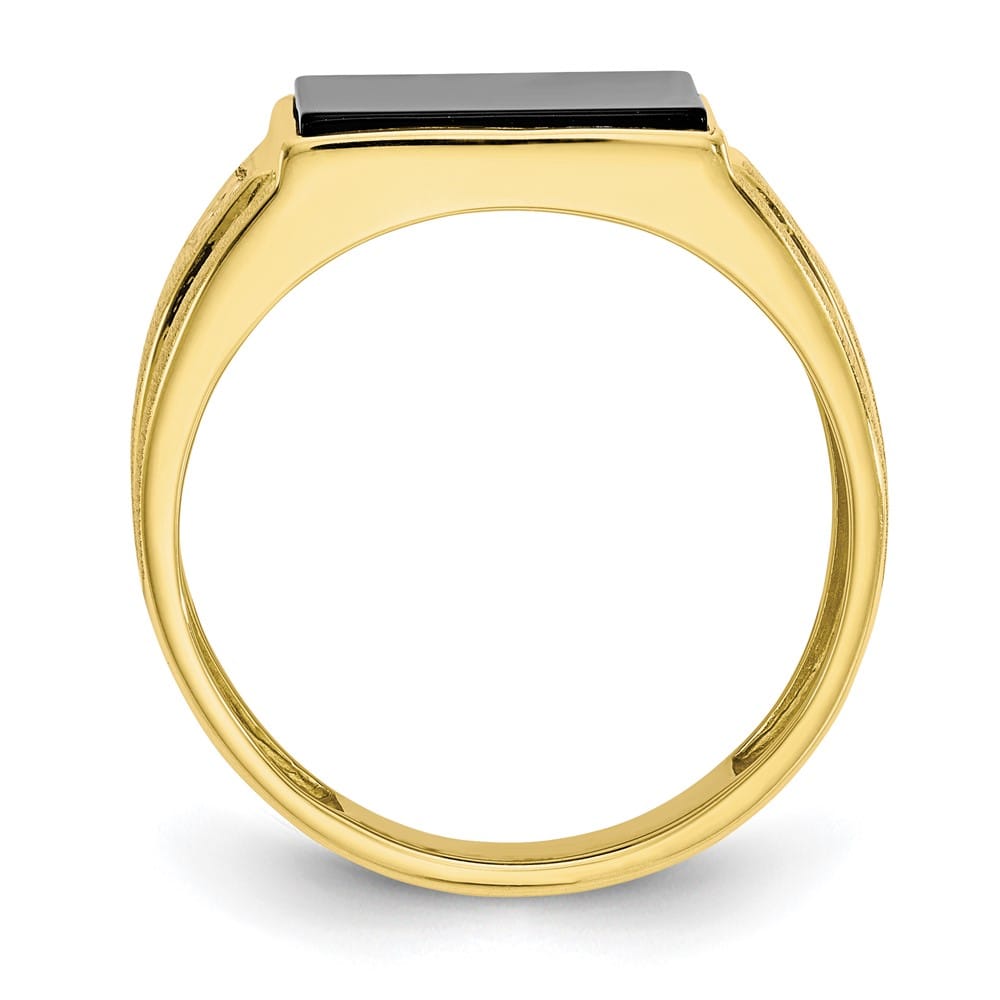 10k Yellow Gold IB Goodman Diamond and 12x10 mm Black Onyx Men's Ring