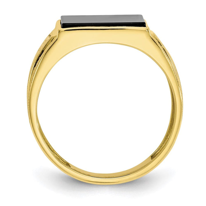 10k Yellow Gold IB Goodman Diamond and 12x10 mm Black Onyx Men's Ring