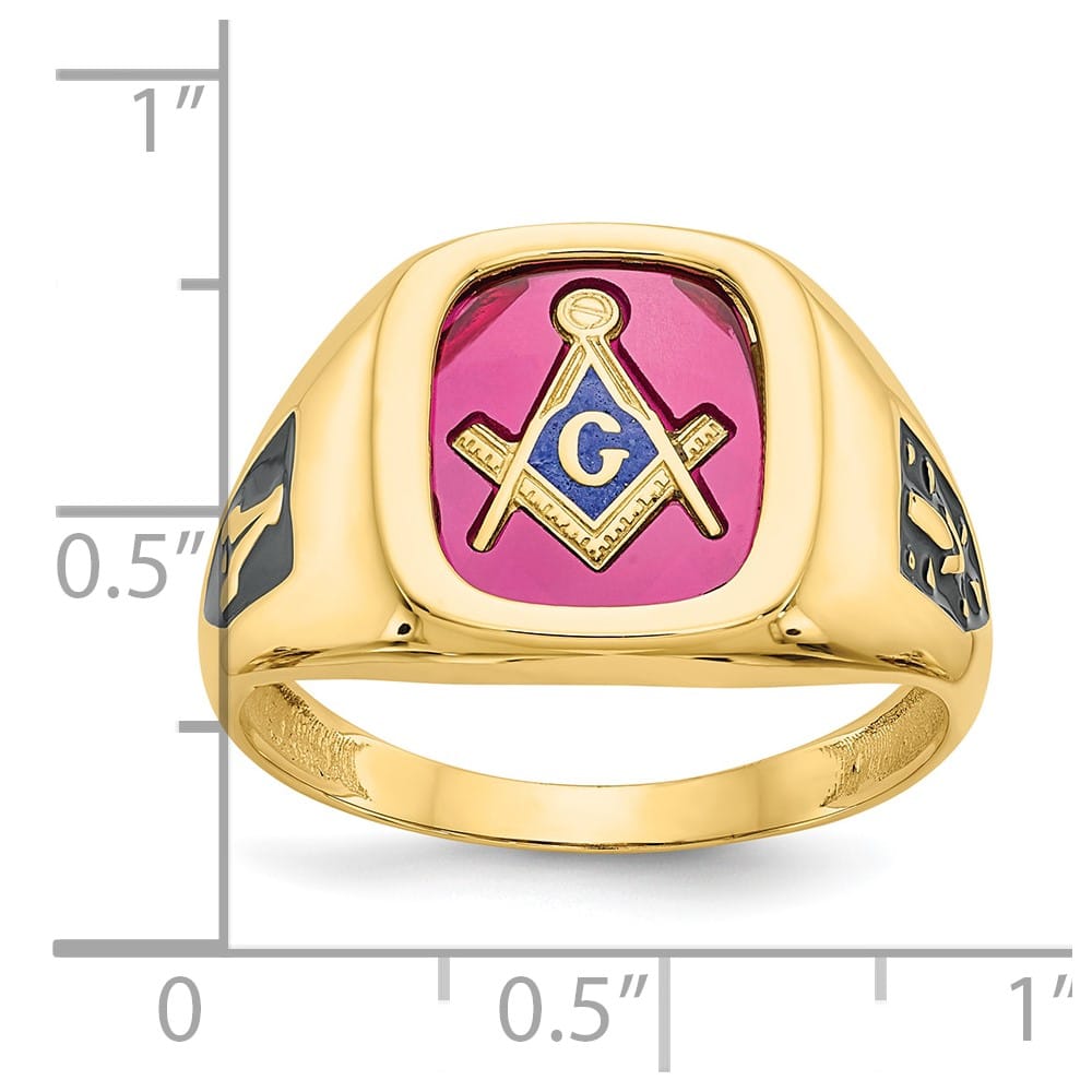 10k Yellow Gold IB Goodman with Black Enamel and Men's Masonic Ring