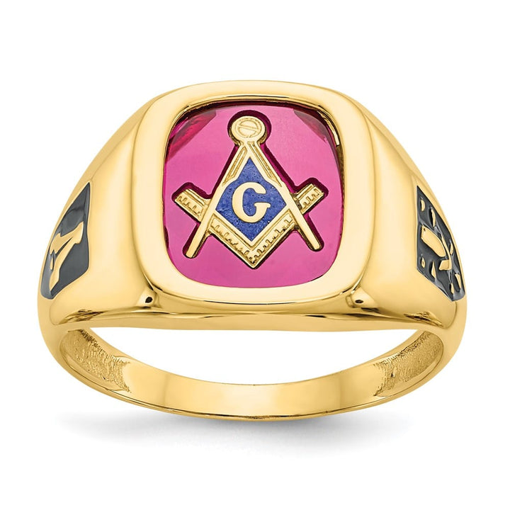 10k Yellow Gold IB Goodman with Black Enamel and Men's Masonic Ring