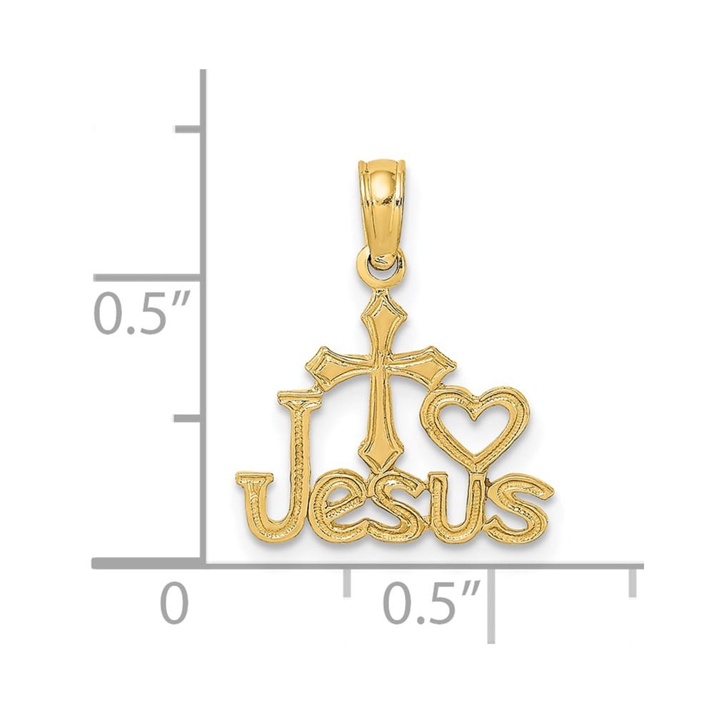 10K Yellow Gold Jesus with Cross and Heart Charm