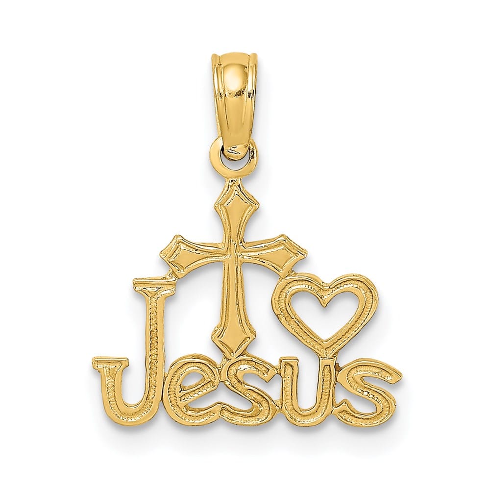 10K Yellow Gold Jesus with Cross and Heart Charm