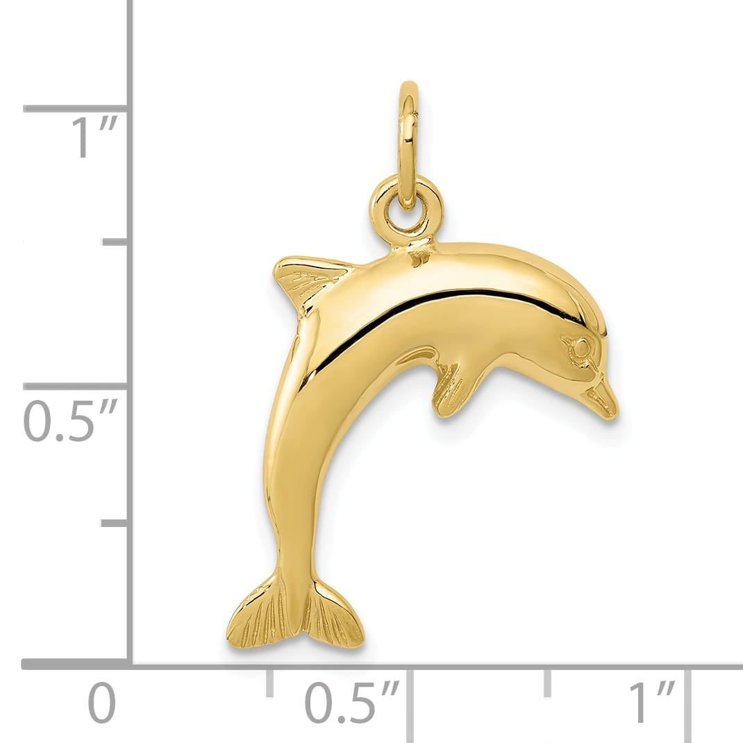 10K Yellow Gold Jumping Dolphin Charm