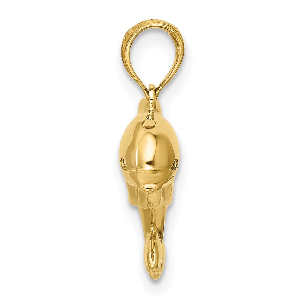 10K Yellow Gold Jumping Dolphin Pendant, Small