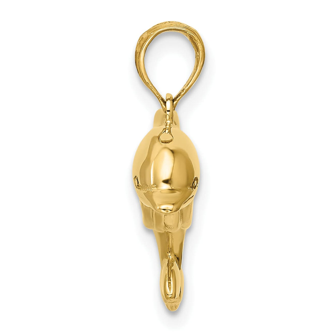 10K Yellow Gold Jumping Dolphin Pendant, Small