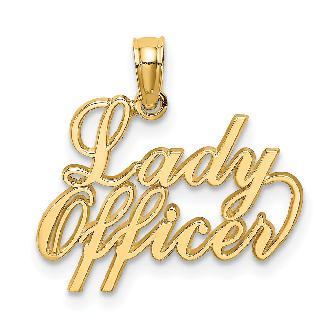 10K Yellow Gold Lady Officer Script Charm