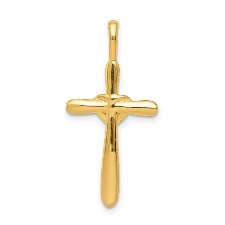 10K Yellow Gold Large 1/10 ct Diamond Cross with Heart Center Pendant