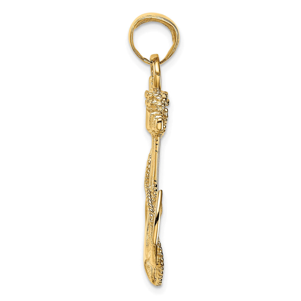 10K Yellow Gold Large 2-D Anchor with Rope Pendant
