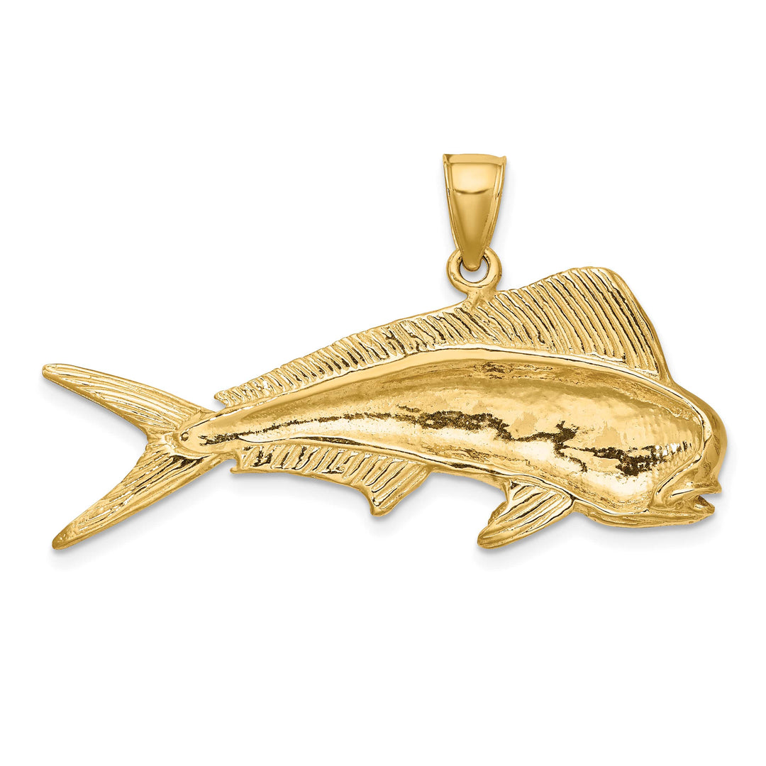 10K Yellow Gold Large 2-D Male Dorado (Mahi-Mahi) Charm