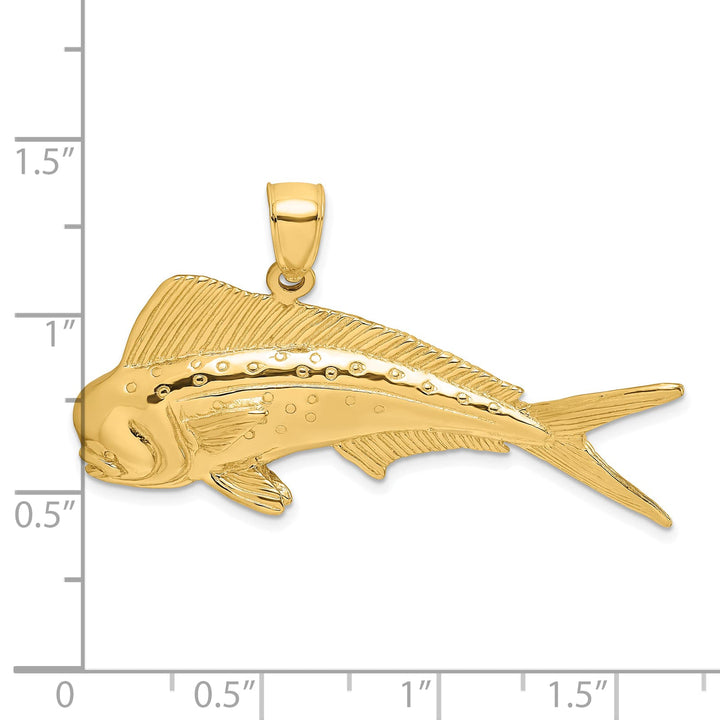 10K Yellow Gold Large 2-D Male Dorado (Mahi-Mahi) Charm