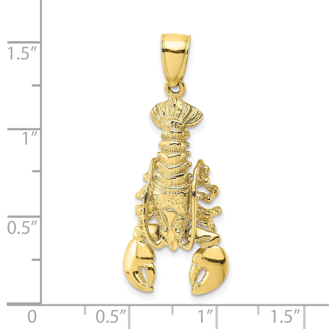 10K Yellow Gold Large 2-D Moveable Lobster Charm
