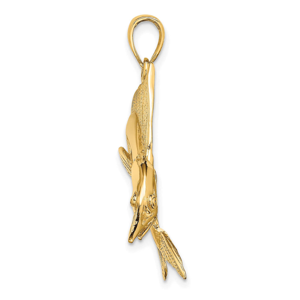 10K Yellow Gold Large 2-D Polished and Satin Striped Marlin Charm