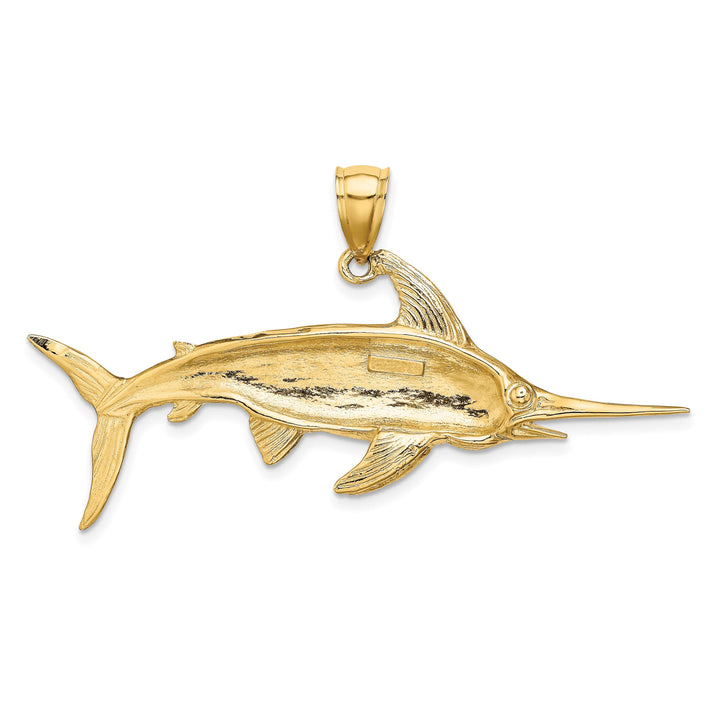 10K Yellow Gold Large 2-D Polished and Satin Swordfish Charm