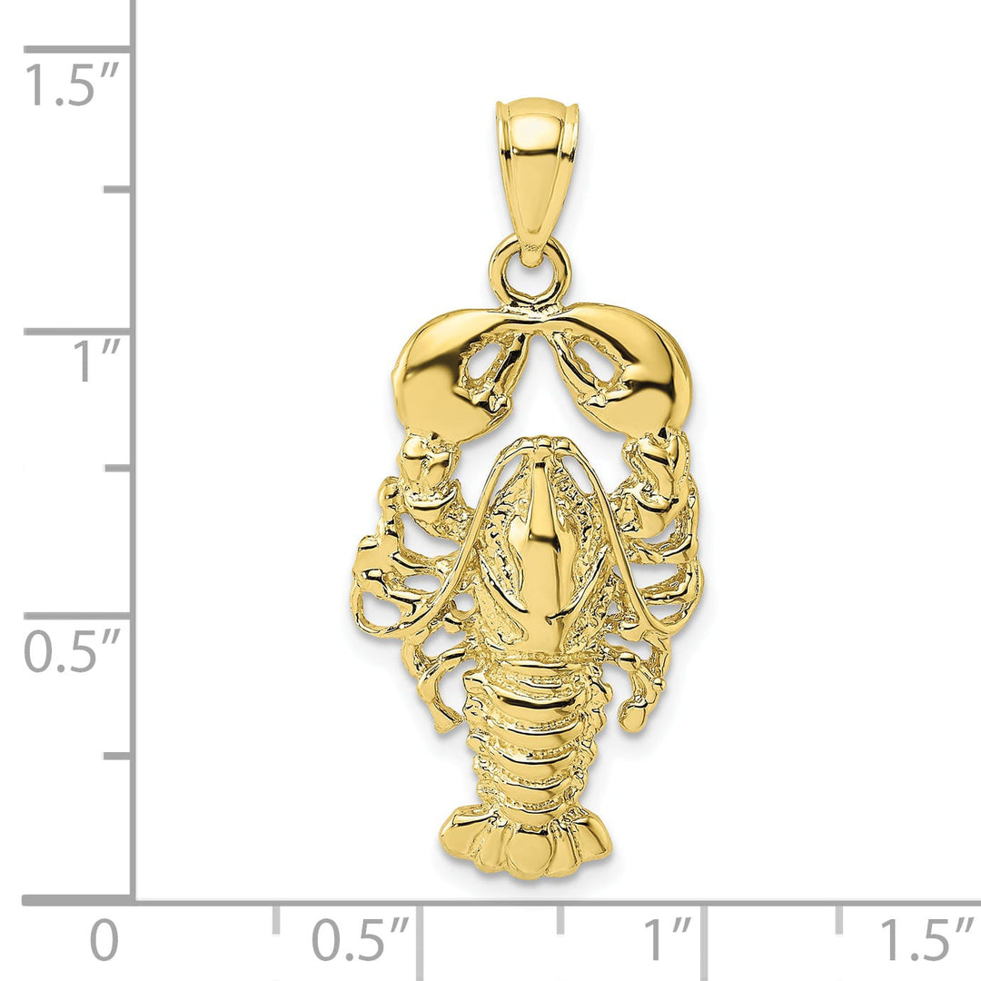10K Yellow Gold Large 2-D Textured Maine Lobster Charm