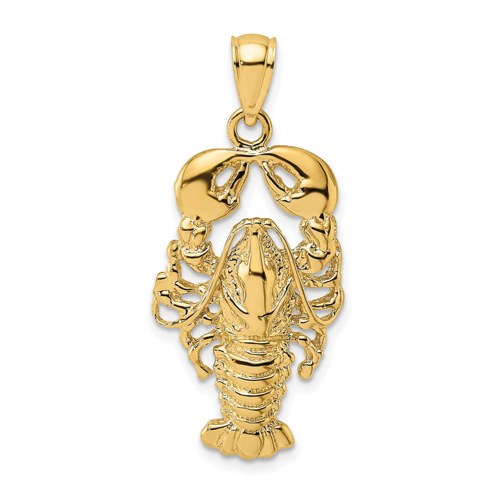 10K Yellow Gold Large 2-D Textured Maine Lobster Charm