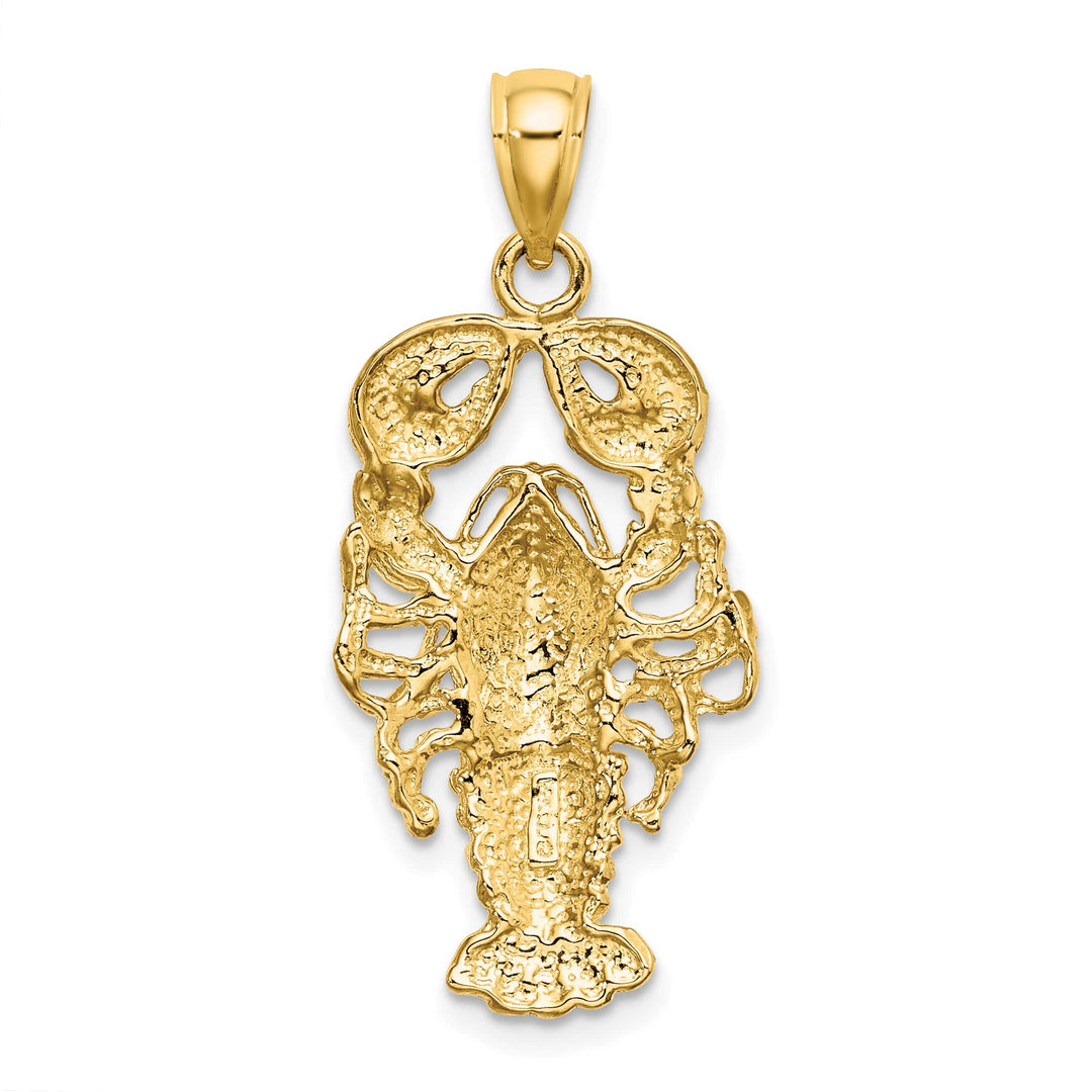 10K Yellow Gold Large 2-D Textured Maine Lobster Charm