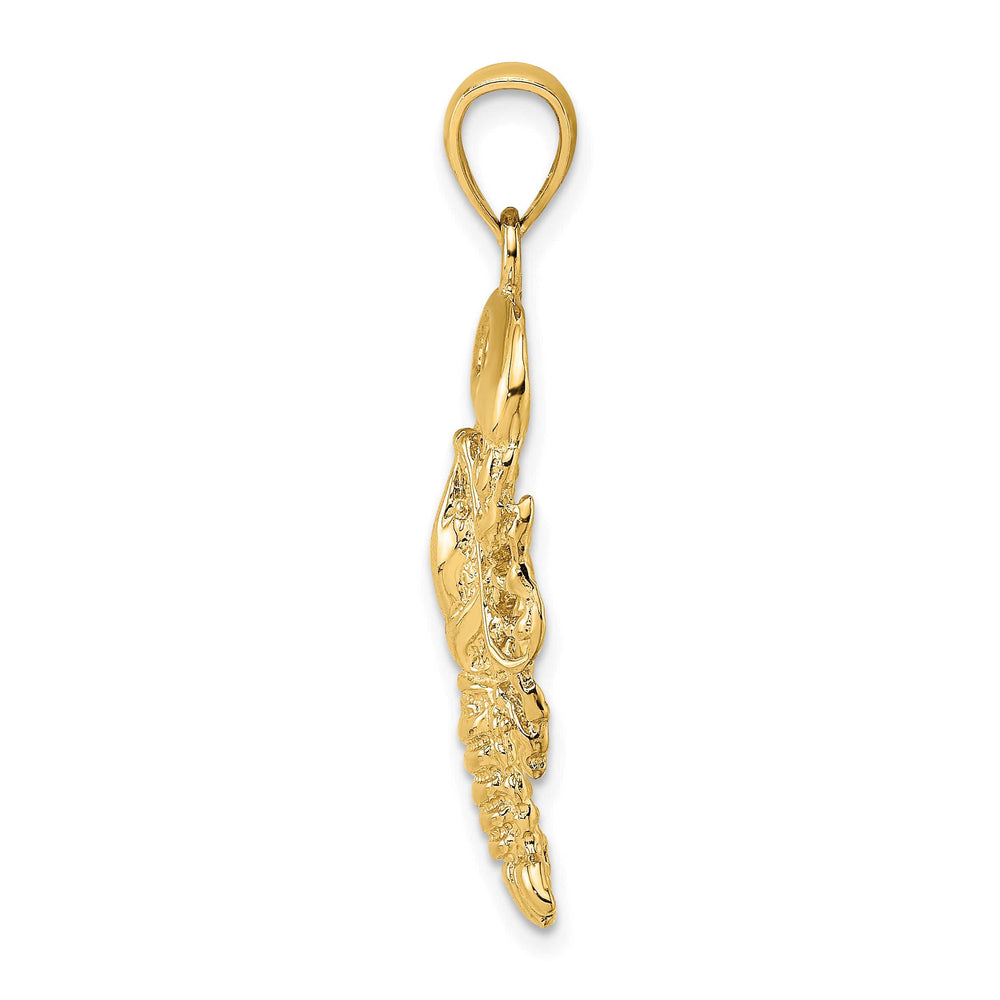 10K Yellow Gold Large 2-D Textured Maine Lobster Charm